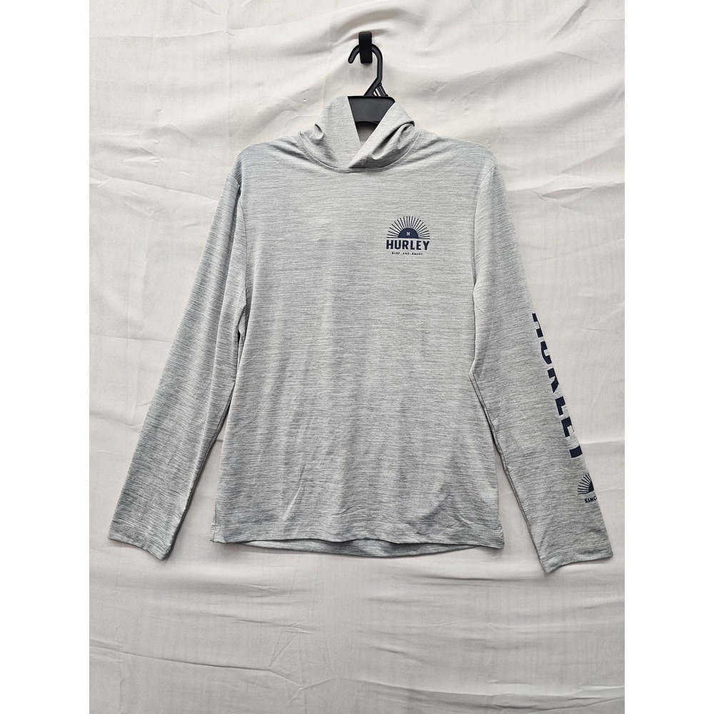 Hurley Mens Hooded Long Sleeve Sun Shirt Gray Polyester Surf Athletic Size Small